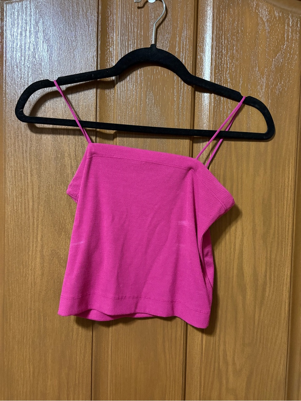 American Eagle Outfitters Hot Pink Ribbed Double Strap Crop Tank